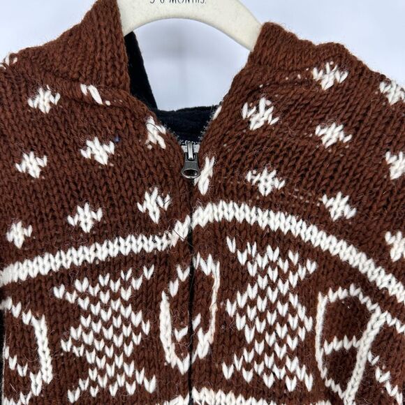 Lakhays Knit Kids Sweater Jacket Handmade Wool Full Zip Fleece Lined L - Picture 2 of 9